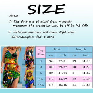 Women&#39;S Parrot Print Summer Beach Dress Fashion Sexy Sleeveless Cute Cartoon Print Hem Loose Beach Camisole Mini Dress Holiday|Dresses|