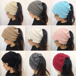 Load image into Gallery viewer, Women&#39;s Girl Stretch Knit Hat Messy Bun Ponytail Beanie Holey Warm Hats Winter
