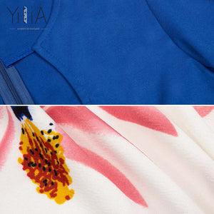 Yilia New Women One Piece Patchwork Floral Print Elegant Business Party Formal Office Plus Size Bodycon Pencil Casual Work Dress
