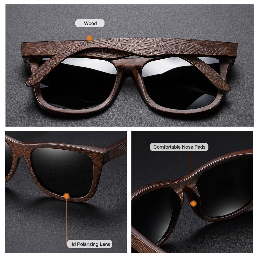 Handmade Wood Bamboo Polarized Sunglasses | Natural Bamboo Sunglasses Polarized - Sunglasses