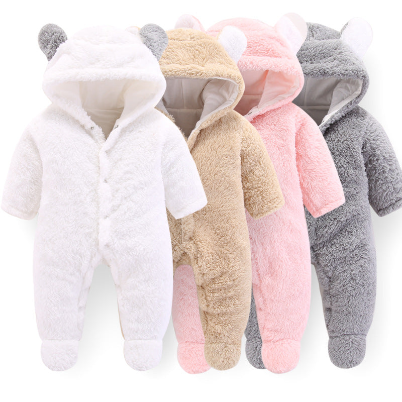 2019 Newborn Baby Winter Hoodie Clothes Polyester Infant Baby Girls Pink Climbing New Spring Outwear Rompers 3m 12m Boy Jumpsuit