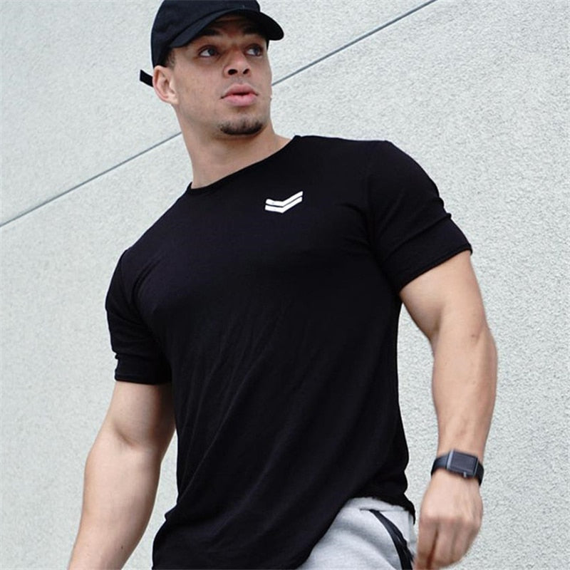 2019 Summer new Men gyms Fitness t shirt Bodybuilding Shirts Fashion Casual Male Short sleeve cotton Tees Tops clothing