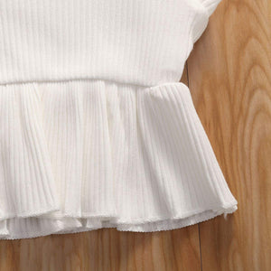 Newborn Baby Boys Girls Summer Outfits Infant Ribbed Knitted Cotton Short Sleeve T-Shirt + Shorts Two Piece Clothes Set