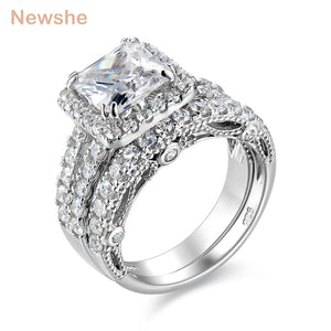 Newshe 2 Pcs Wedding Ring Set Classiccut