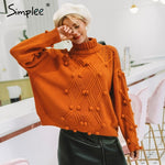 Load image into Gallery viewer, Simplee Turtleneck sweater women pullover Hollow out knitted sweaters 2018 Autumn winter fashion long sleeve casual jumpers
