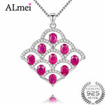 Load image into Gallery viewer, Almei Women 9pcs 0.3ct Ruby Pendant Folding Fan Shape Necklaces Large Pendants Jewelry for Wedding Engagement with Box CN020
