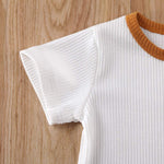 Load image into Gallery viewer, Newborn Baby Boys Girls Summer Outfits Infant Ribbed Knitted Cotton Short Sleeve T-Shirt + Shorts Two Piece Clothes Set
