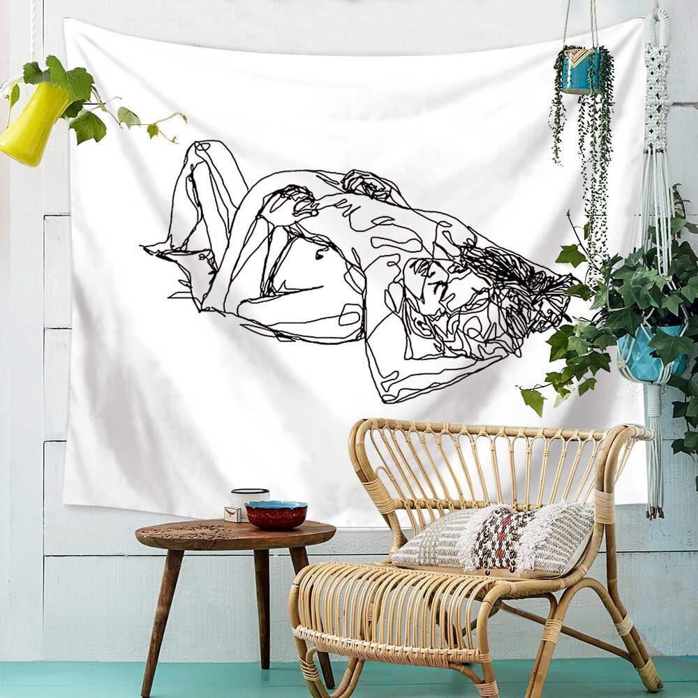 Sexy Body Line Tapestry Art Wall Hanging Tapestry Simple Design Line Wall Decor Bedspread Yoga Mat Picnic Cloth Home & Living|Tapestry