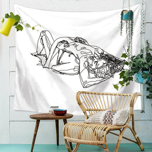 Sexy Body Line Tapestry Art Wall Hanging Tapestry Simple Design Line Wall Decor Bedspread Yoga Mat Picnic Cloth Home & Living|Tapestry