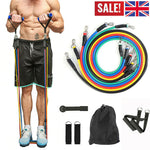 Load image into Gallery viewer, UK RESISTANCE BANDS WORKOUT EXERCISE YOGA 11 PIECE SET CROSSFIT FITNESS TUBES
