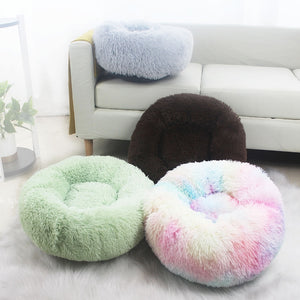 Pet Bed Kennel Super Soft Dog Round Cat Winter Warm Sleeping Bag Long Plush Puppy Cushion Mat Portable Cat Supplies 46/50/60cm|Houses, Kennels & Pens|