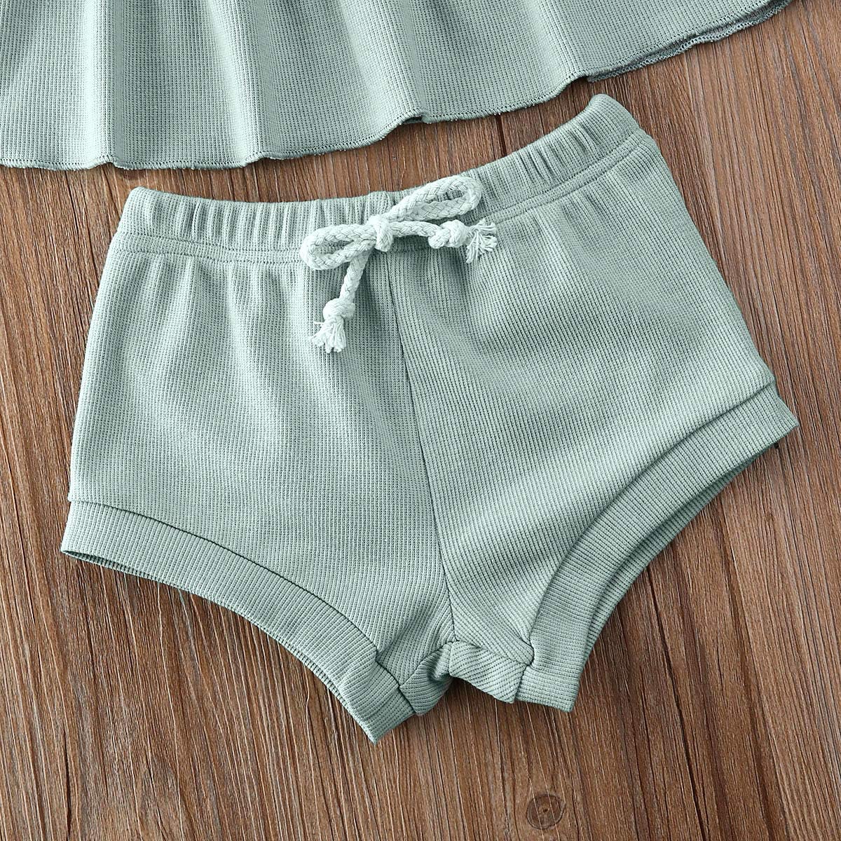 Newborn Baby Boys Girls Summer Outfits Infant Ribbed Knitted Cotton Short Sleeve T-Shirt + Shorts Two Piece Clothes Set