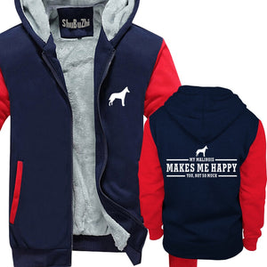 winter men thick hoodies male fleece coat My Malinois Makes Me Happy shubuzhi man super warm jacket euro size drop shipping