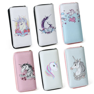 Women Unicorn Wallet Clutch Long Leather Purse Card Holder Phone Zipper Handbags