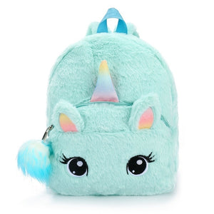 AkoaDa New Unicorn Plush Backpack Girl Cute Zipper Bags Small Cartoon Teenager Schoolbag