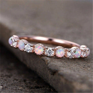 Fashion Women 14K Solid Rose Gold Stack Twisted Ring Wedding Party Women Jewelry