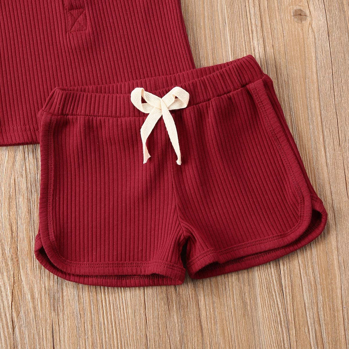 Newborn Baby Boys Girls Summer Outfits Infant Ribbed Knitted Cotton Short Sleeve T-Shirt + Shorts Two Piece Clothes Set