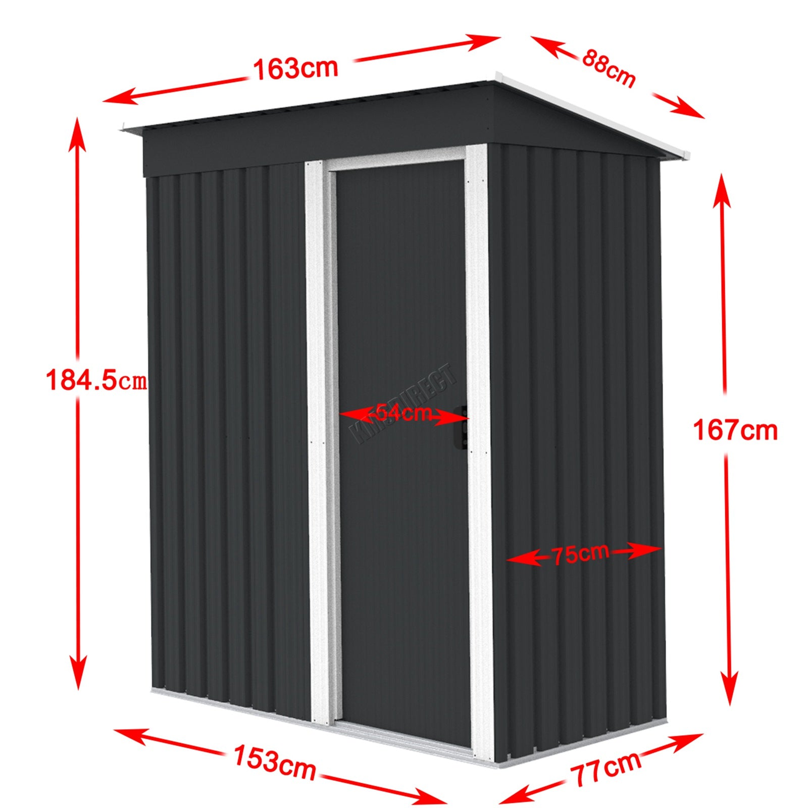 BIRCHTREE New Garden Shed Metal Pent Roof Outdoor Storage With Free Foundation