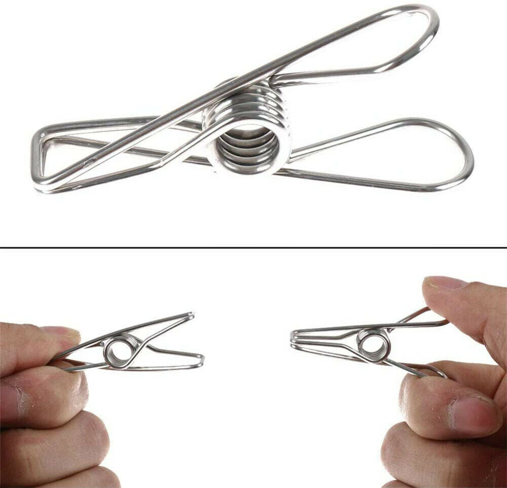 Stainless Steel Clothes Pegs Hanging Clips Pins Laundry Windproof Metal Clamps