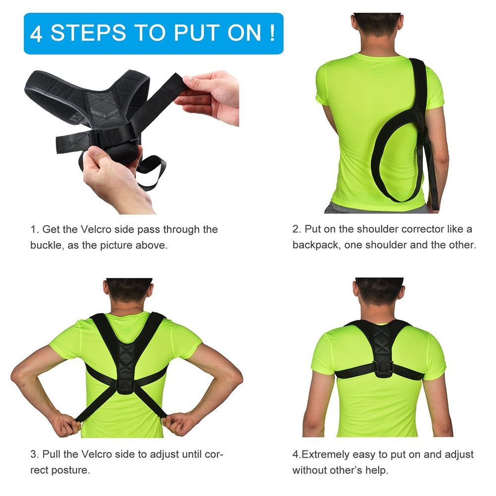 Adjustable Back Posture Corrector Clavicle Spine Back Shoulder Lumbar Brace Support Belt Posture Correction Prevents Slouching