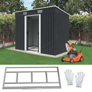 BIRCHTREE New Garden Shed Metal Pent Roof Outdoor Storage With Free Foundation