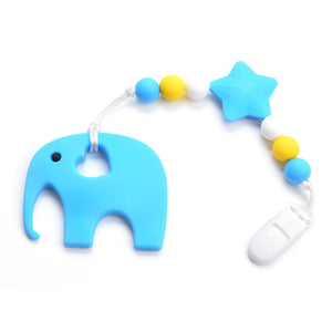 Silicone Elephant Pacifier BPA Free Baby Teether Hand made Funny Colorful Bead Clip Holder Pacifier Clips Soother Chain For Baby