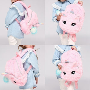 AkoaDa New Unicorn Plush Backpack Girl Cute Zipper Bags Small Cartoon Teenager Schoolbag