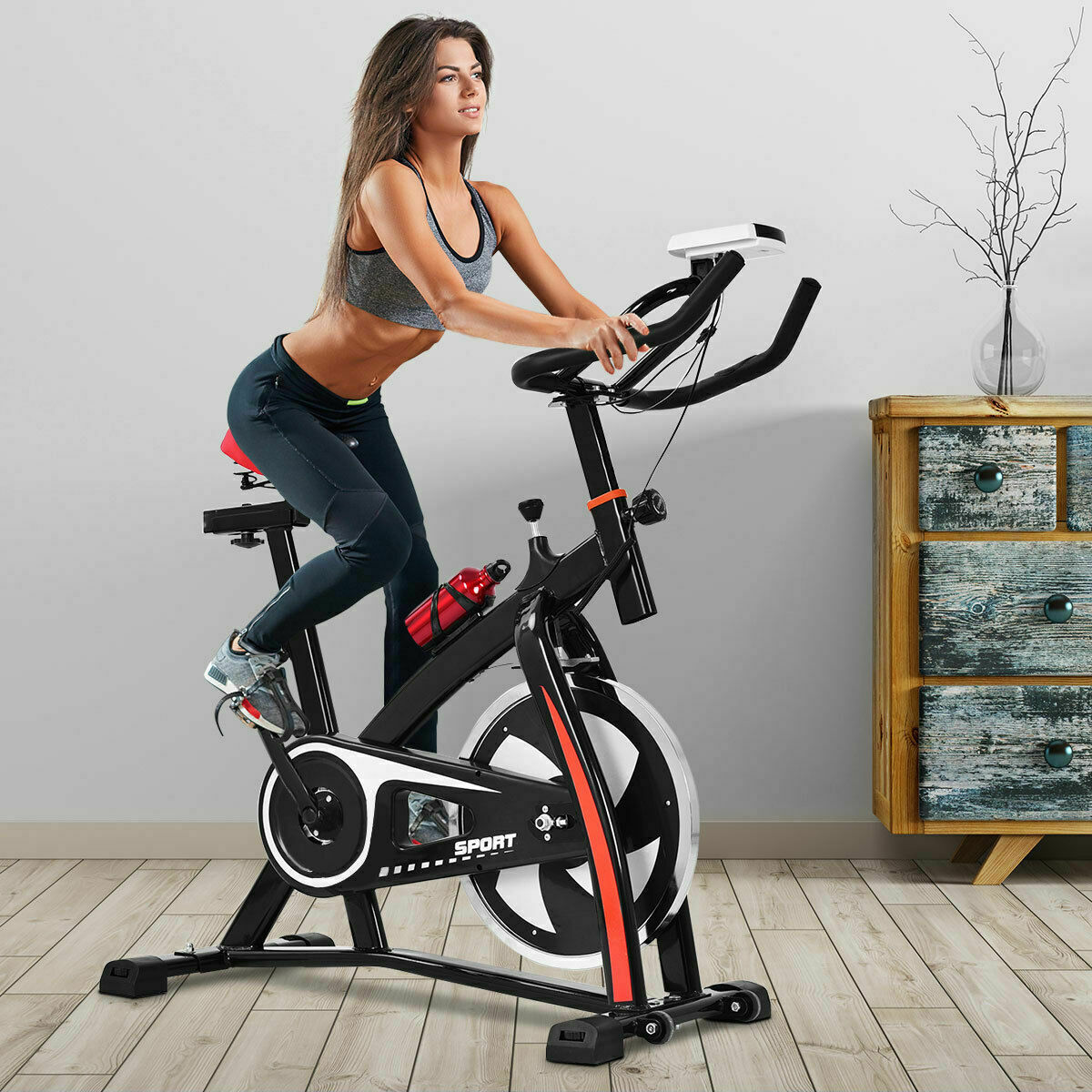 Quiet Indoor Exercise Bicycle Bike Cycling Cardio Adjustable Gym Workout Fitness