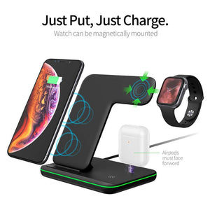 Qi Wireless Charger Stand Holder Station 15W Fast Charging Dock For Apple Watch Series 4 3 2 Airpods Iphone 11 Pro Max XS MAX XR