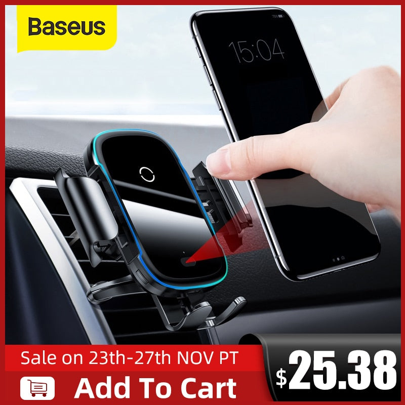 Baseus 15W Wireless Charger Car Mount for Air Vent Mount Car Phone Holder Intelligent Infrared Fast Wireless Charging Charger|Car Chargers