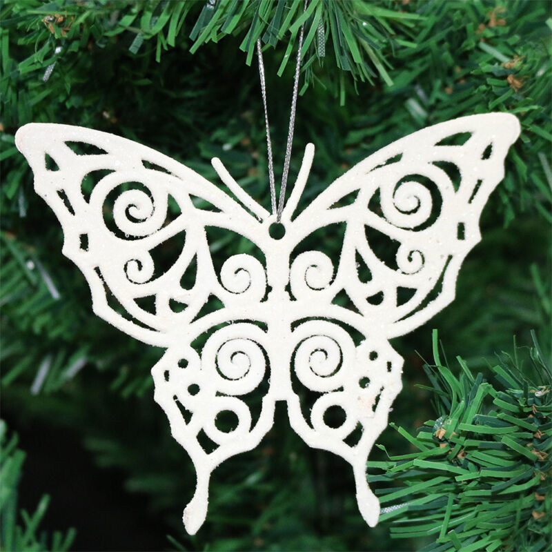 Ivory White Christmas Tree Pendant Baubles Fairy Snowflake Santa Decorations