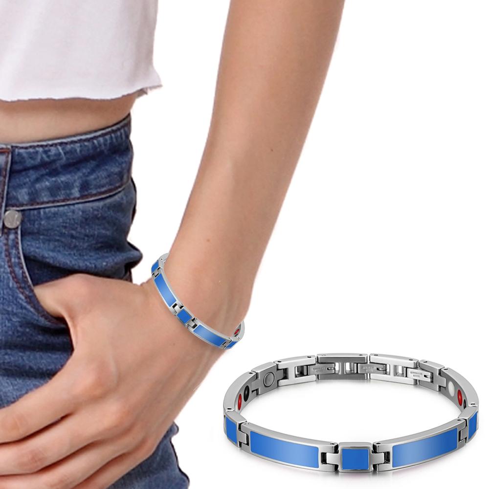 RainSo 2018 New Fashion Epoxy Jewelry Female Magnetic Therapy Bracelet & Bangle Germanium Bio Energy Wristband for Arthritis