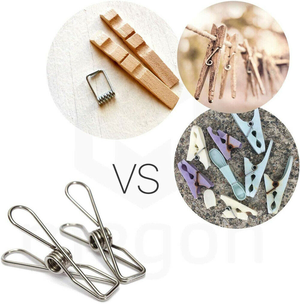 Stainless Steel Clothes Pegs Hanging Clips Pins Laundry Windproof Metal Clamps