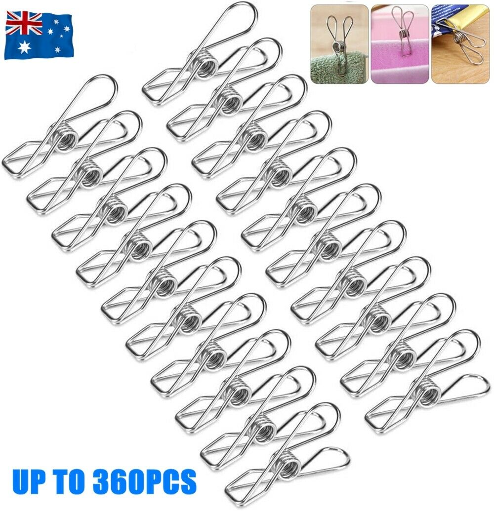 Stainless Steel Clothes Pegs Hanging Clips Pins Laundry Windproof Metal Clamps