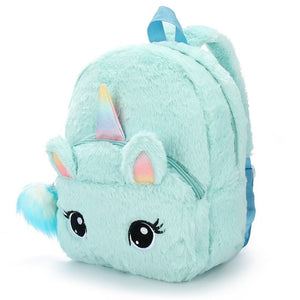 AkoaDa New Unicorn Plush Backpack Girl Cute Zipper Bags Small Cartoon Teenager Schoolbag