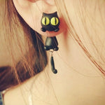 Load image into Gallery viewer, Handmade Polymer Clay 3D Black Cat Earrings
