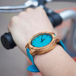 Load image into Gallery viewer, BOBO BIRD WC28 Blue Leather Band Antique Lovers Wood Watches With Blue Dial Zebra Wooden Watch in Gift Box Accept Drop Shipping
