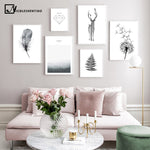 Load image into Gallery viewer, Scandinavian Poster Black White Deer Dandelion Nordic Style Wall Art Canvas Print Painting Decoration Picture Living Room Decor|Painting &amp; Calligraphy
