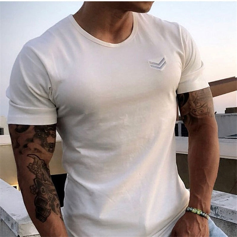 2019 Summer new Men gyms Fitness t shirt Bodybuilding Shirts Fashion Casual Male Short sleeve cotton Tees Tops clothing