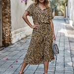 Load image into Gallery viewer, Ladies Bohemian Leopard Print Shirt Dress Women Casual Midi Holiday Summer Dress Female A line Loose Women Beach Dress Vestidos|Dresses|
