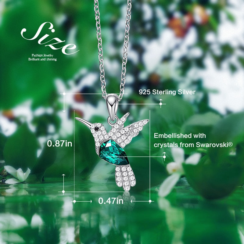 Cdyle Hummingbird Jewellery 925 Sterling Silver Link Chain Necklace Embellished with crystal Women Pendant