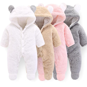 2019 Newborn Baby Winter Hoodie Clothes Polyester Infant Baby Girls Pink Climbing New Spring Outwear Rompers 3m 12m Boy Jumpsuit, Color - white mao