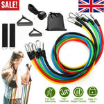 Load image into Gallery viewer, UK RESISTANCE BANDS WORKOUT EXERCISE YOGA 11 PIECE SET CROSSFIT FITNESS TUBES
