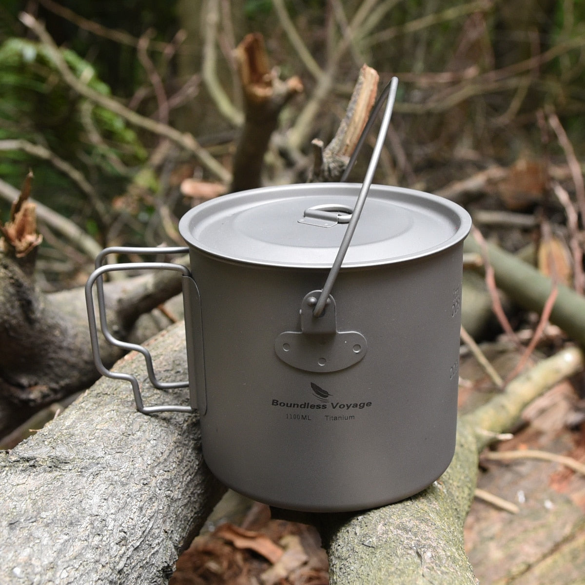 Boundess Voyage Titanium Cup Camping Hanging Pot with Folding Handle and Lid Outdoor Pot Picnic Cookware Tea Coffee Water Mug|Outdoor Tablewares|