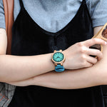 Load image into Gallery viewer, BOBO BIRD WC28 Blue Leather Band Antique Lovers Wood Watches With Blue Dial Zebra Wooden Watch in Gift Box Accept Drop Shipping
