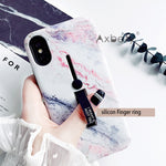 Load image into Gallery viewer, AXBETY For iPhone 7 7 Plus / 8 Plus X / XS MAX/XR Fashion Marble silicon Loop Ring Phone Cases For iPhone 7 Case Stand Cover 6S
