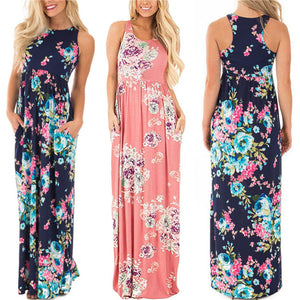 2018 Summer Long Dress Floral Print Boho Beach Dress Tunic Maxi Dress Women Evening Party Dress Sundress Vestidos de festa XXXL