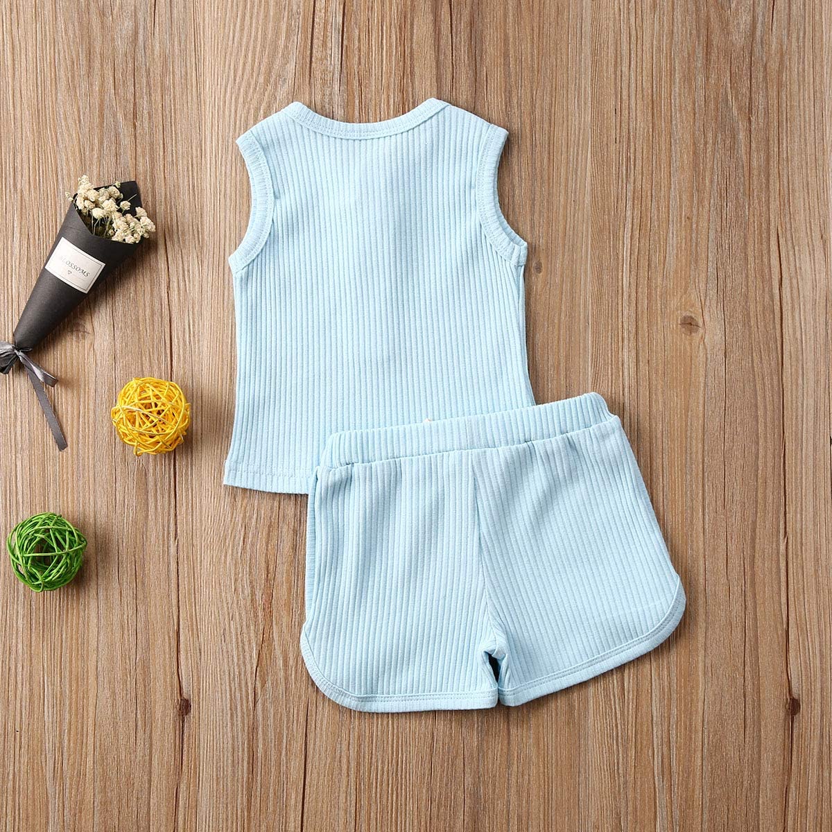 Newborn Baby Boys Girls Summer Outfits Infant Ribbed Knitted Cotton Short Sleeve T-Shirt + Shorts Two Piece Clothes Set