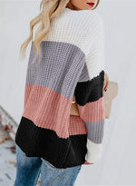 Load image into Gallery viewer, CANIKAT Women&#39;s Crewneck Color Block Striped Sweater Long Sleeve Loose Knit Pullover Jumper Tops
