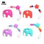 Load image into Gallery viewer, Silicone Elephant Pacifier BPA Free Baby Teether Hand made Funny Colorful Bead Clip Holder Pacifier Clips Soother Chain For Baby
